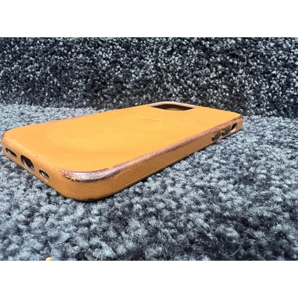 USED‎ Apple iPhone 12 Pro Max Leather Case Saddle Brown MagSafe Genuine OEM